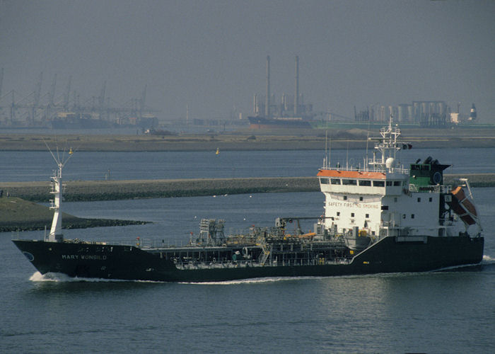 Photograph of the vessel  Mary Wonsild pictured passing Hoek van Holland on 15th April 1996