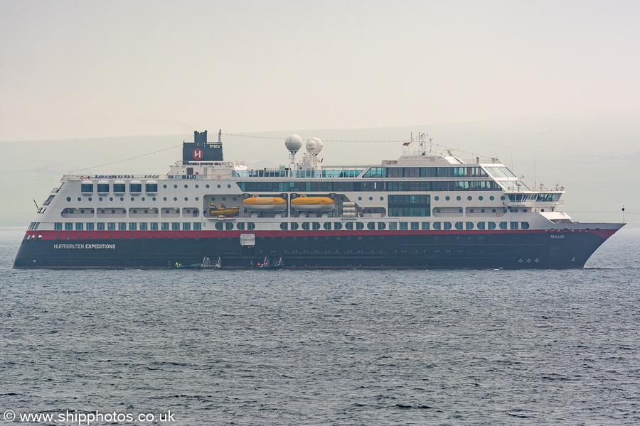 Photograph of the vessel  Maud pictured anchored off of Stromness on 13th May 2024