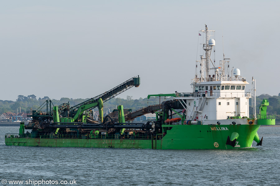 Photograph of the vessel  Mellina pictured arriving at Southampton on 25th April 2025