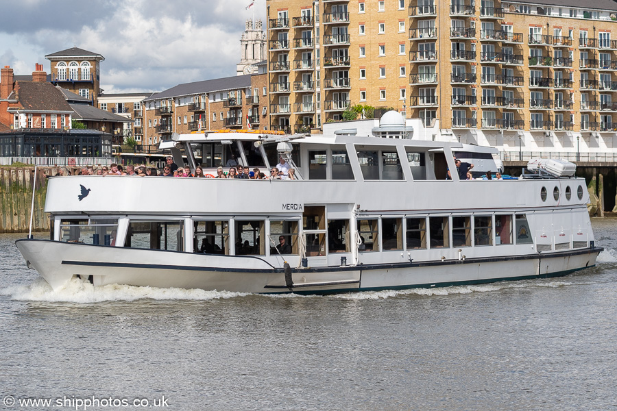 Photograph of the vessel  Mercia pictured passing Wapping on 20th July 2025