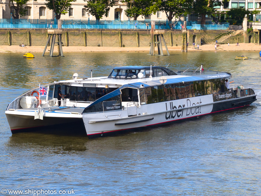 Photograph of the vessel  Mercury Clipper pictured passing Southwark on 20th July 2025