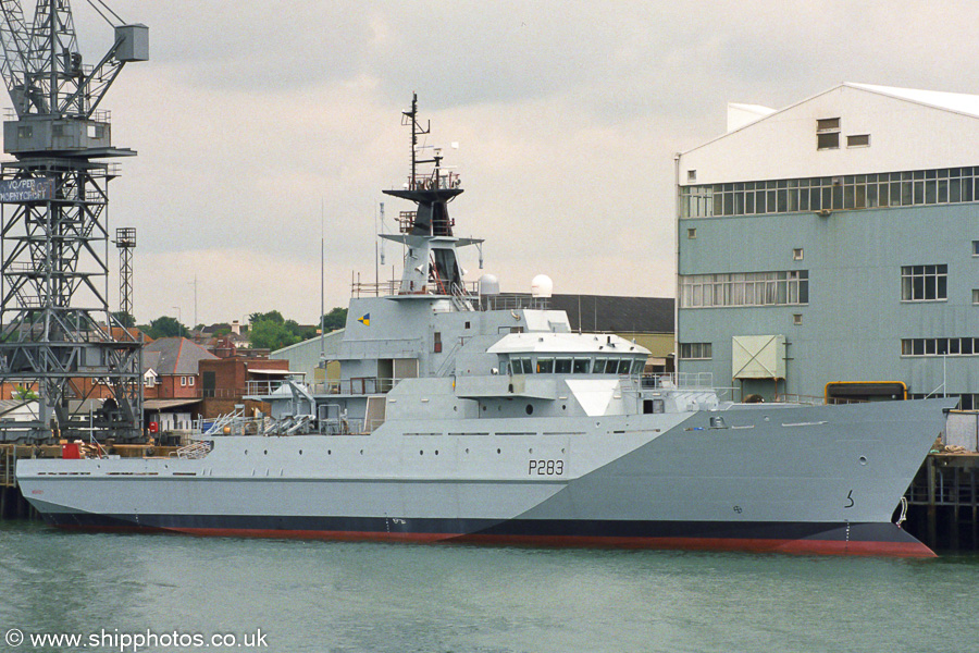 Photograph of the vessel HMS Mersey pictured fitting out at Woolston on 5th July 2003