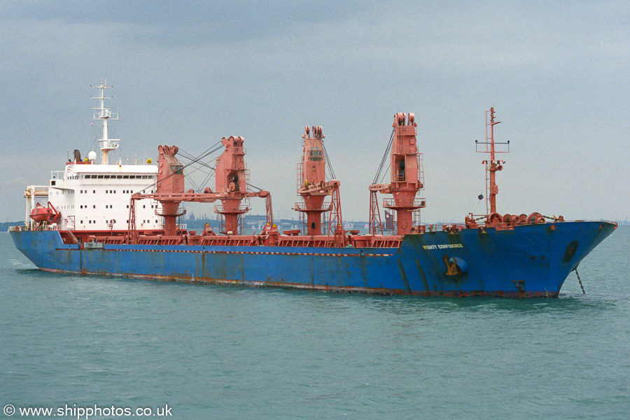 Photograph of the vessel  Mighty Confidence pictured at anchor in the Solent on 5th July 2003