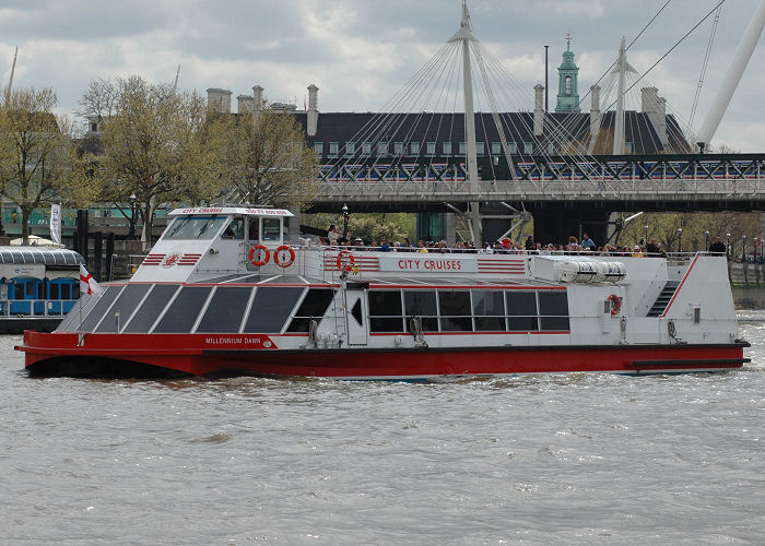 Photograph of the vessel  Millennium Dawn pictured in London on 6th July 2023