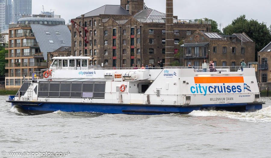 Photograph of the vessel  Millennium Dawn pictured passing Bermondsey on 20th July 2025
