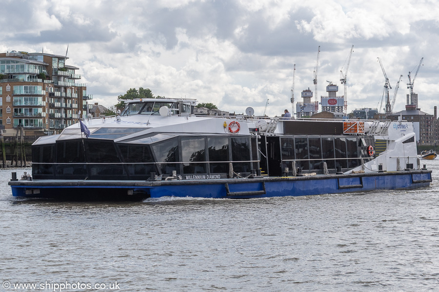 Photograph of the vessel  Millennium Diamond pictured passing Rotherhithe on 20th July 2025