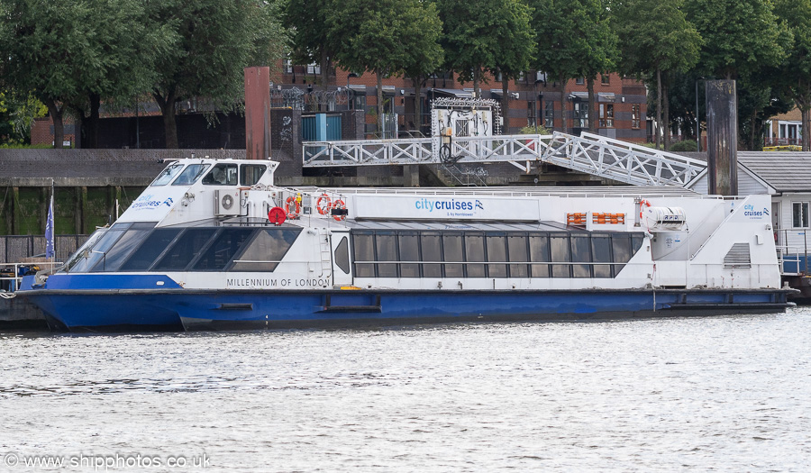 Photograph of the vessel  Millennium of London pictured at Bermondsey on 20th July 2025