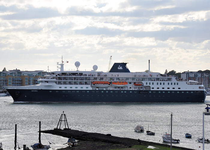 Photograph of the vessel  Minerva pictured departing Portsmouth on 19th July 2012