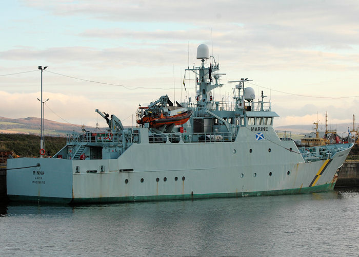 Photograph of the vessel fpv Minna pictured in James Watt Dock, Greenock on 22nd November 2010