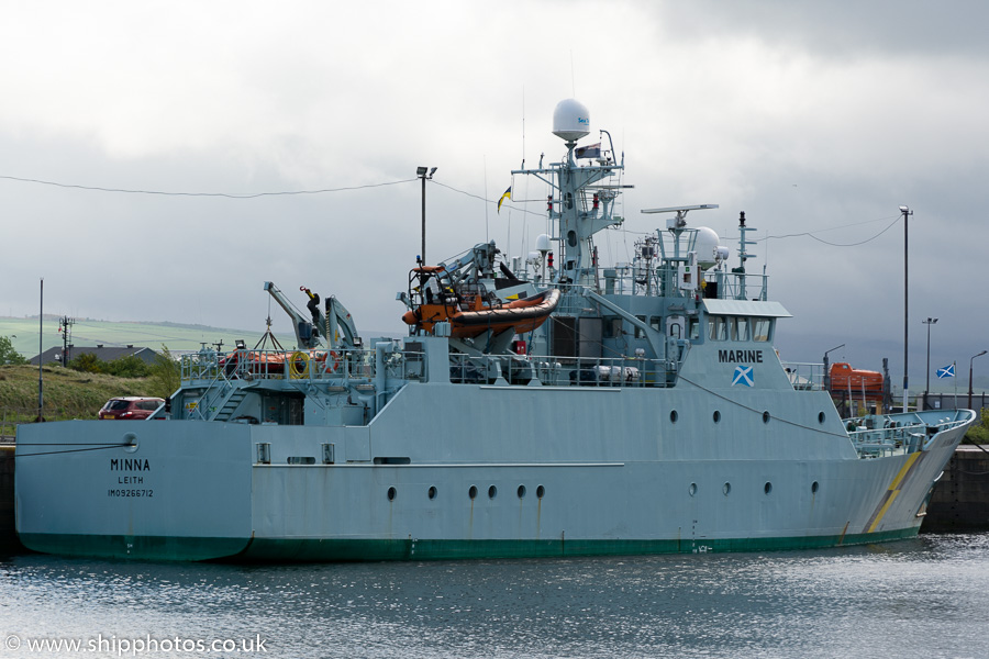 Photograph of the vessel fpv Minna pictured in James Watt Dock, Greenock on 21st May 2016