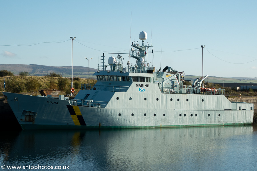 Photograph of the vessel fpv Minna pictured at James Watt Dock, Greenock on 9th October 2016