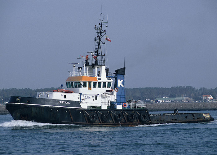 Photograph of the vessel  Mistral pictured on the Nieuwe Waterweg, Rotterdam on 27th September 1992