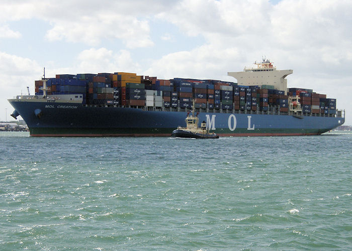  MOL Creation pictured departing Southampton on 22nd June 2008