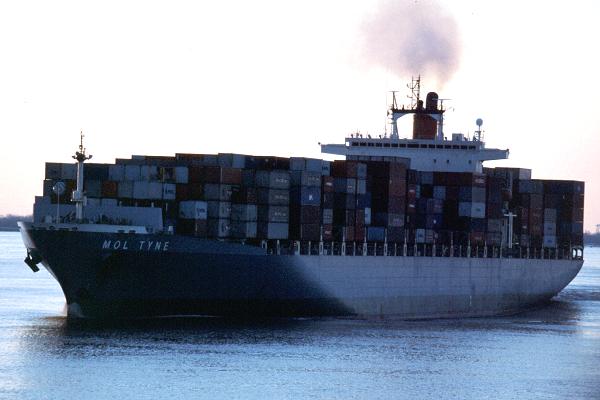 Photograph of the vessel  MOL Tyne pictured on the River Elbe on 20th March 2001