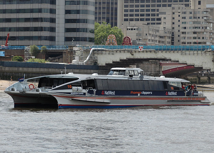 Photograph of the vessel  Monsoon Clipper pictured in London on 14th June 2009