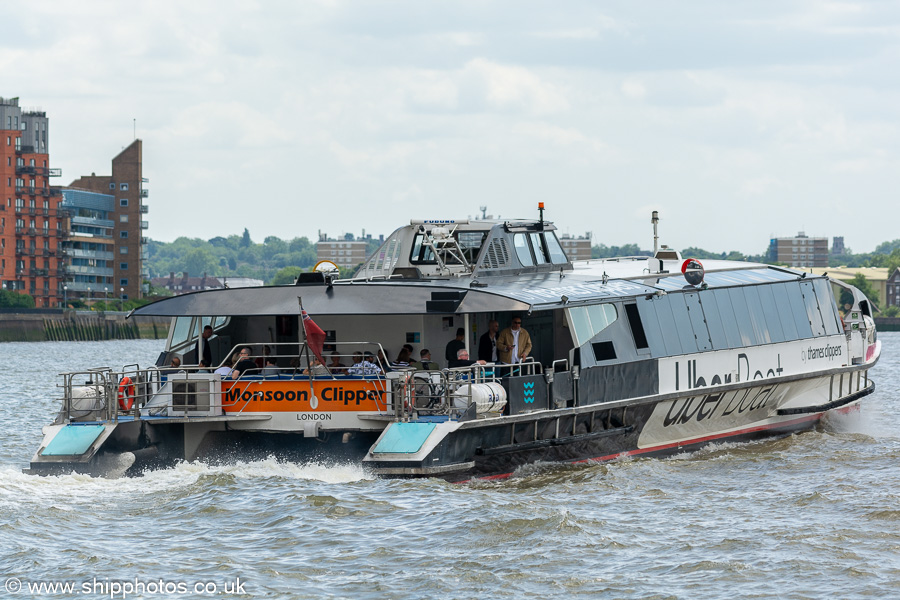 Photograph of the vessel  Monsoon Clipper pictured in London on 6th July 2023