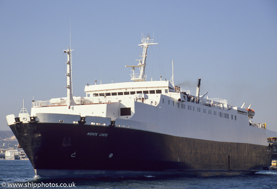Photograph of the vessel  Monte Cinto pictured departing Marseille on 17th August 1989
