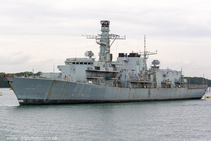 Photograph of the vessel HMS Montrose pictured laid up at Gosport on 8th July 2023