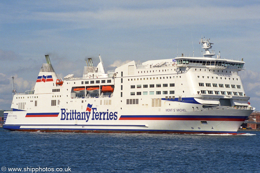 Photograph of the vessel  Mont St. Michel pictured departing Portsmouth Harbour on 5th May 2003