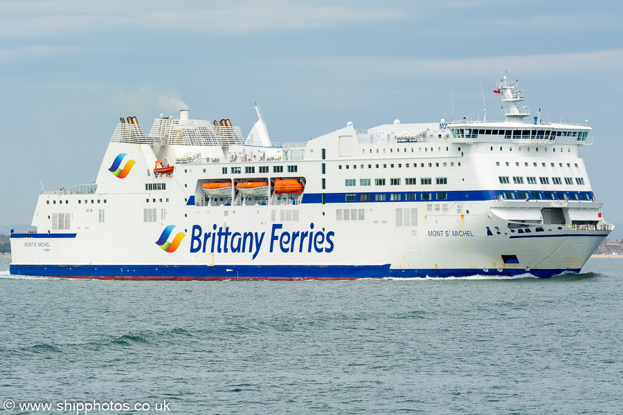 Photograph of the vessel  Mont St. Michel pictured departing Portsmouth on 8th July 2023