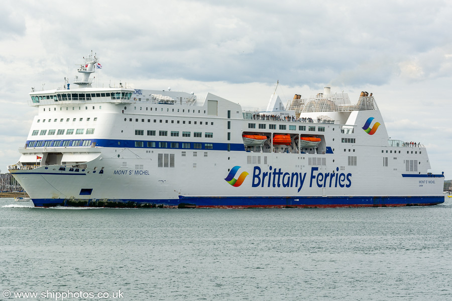 Photograph of the vessel  Mont St. Michel pictured departing Portsmouth on 18th April 2024
