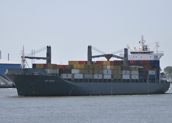 Photograph of the vessel  MSC Davos pictured passing Vlaardingen on 27th June 2011