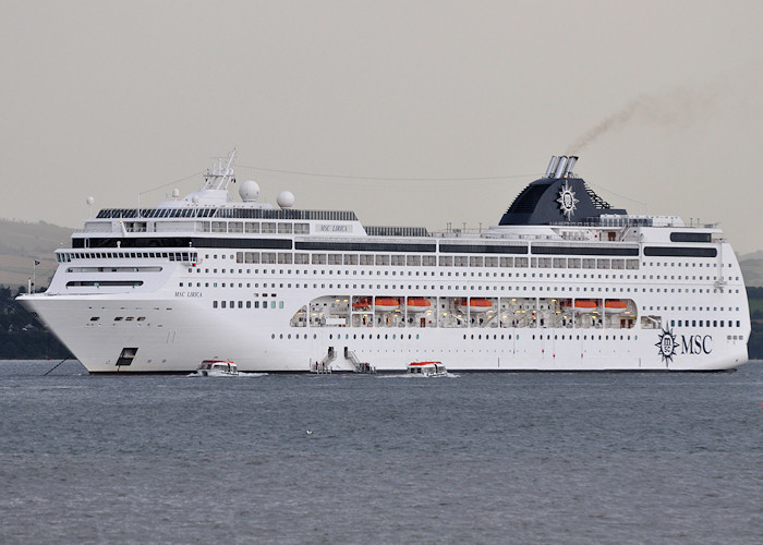 Photograph of the vessel  MSC Lirica pictured at anchor at Hound Point on 17th September 2012