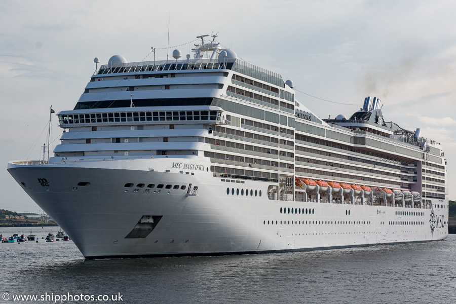 Photograph of the vessel  MSC Magnifica pictured passing North Shields on 9th June 2018