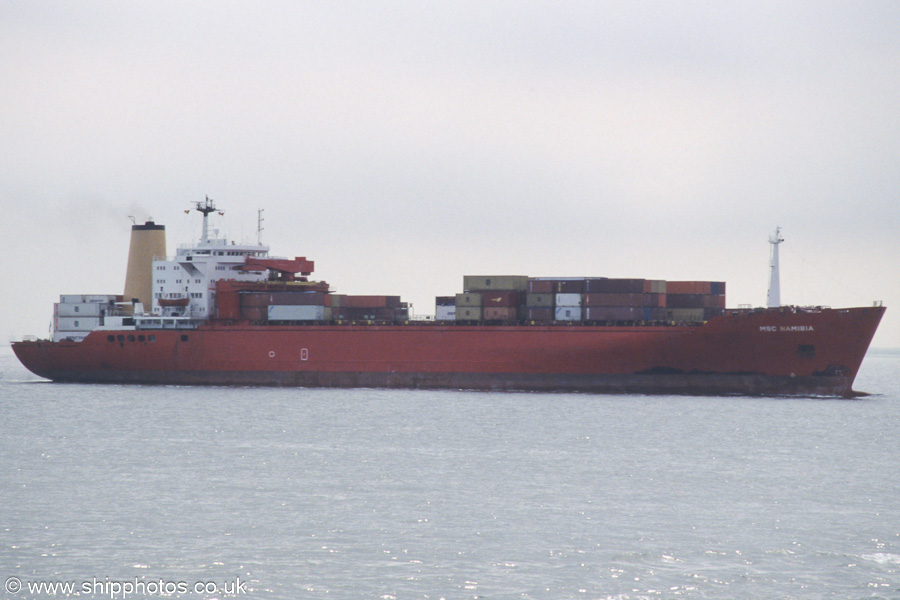 Photograph of the vessel  MSC Namibia pictured on the Westerschelde passing Vlissingen on 19th June 2002