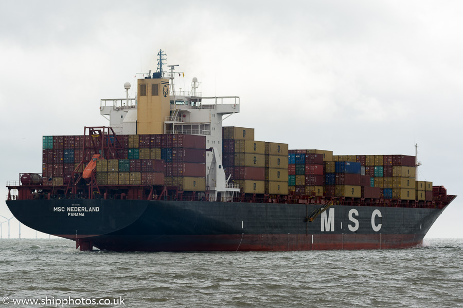 Photograph of the vessel  MSC Nederland pictured departing Liverpool on 25th June 2016