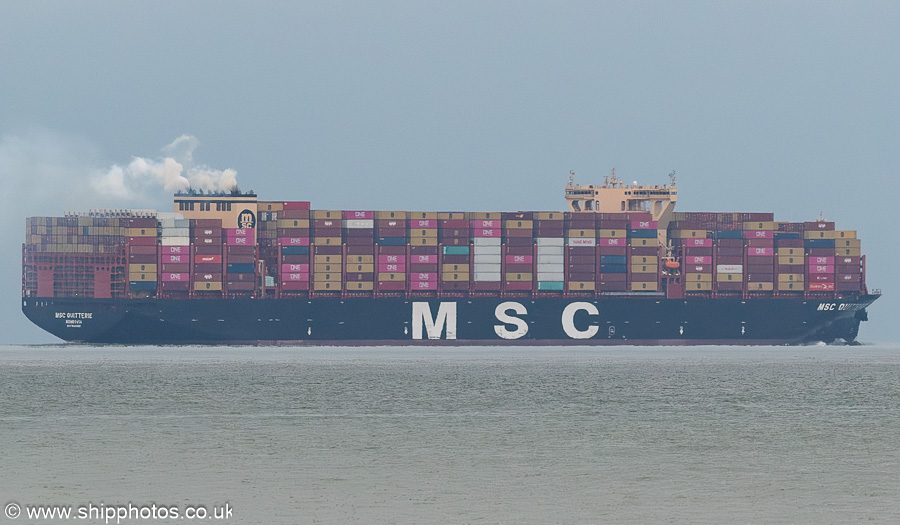 Photograph of the vessel  MSC Quitterie pictured outbound from London Gateway on 19th July 2025