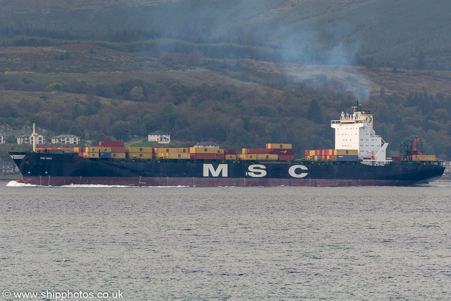 Photograph of the vessel  MSC Suez pictured passing Inverkip on 4th October 2019