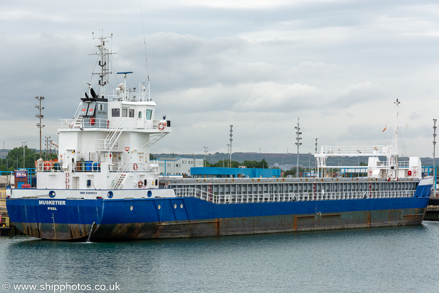 Photograph of the vessel  Musketier pictured at Portsmouth International Port on 8th July 2023