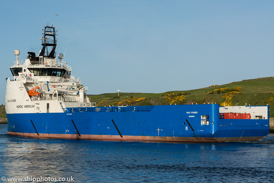 Photograph of the vessel  NAO Power pictured departing Aberdeen on 22nd May 2015