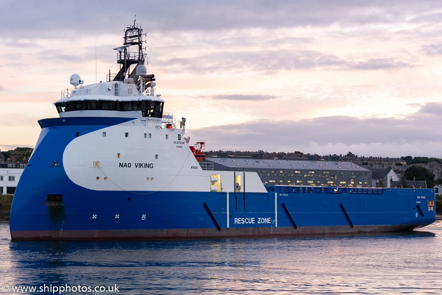 Photograph of the vessel  NAO Viking pictured departing Aberdeen on 18th September 2015
