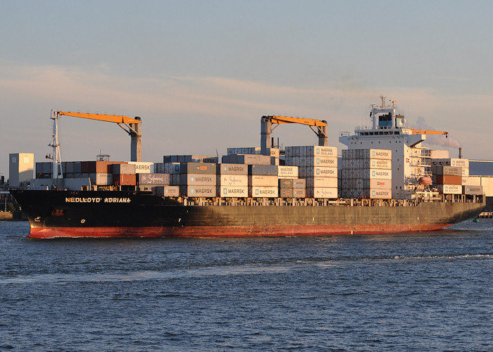 Photograph of the vessel  Nedlloyd Adriana pictured passing Vlaardingen on 24th June 2012