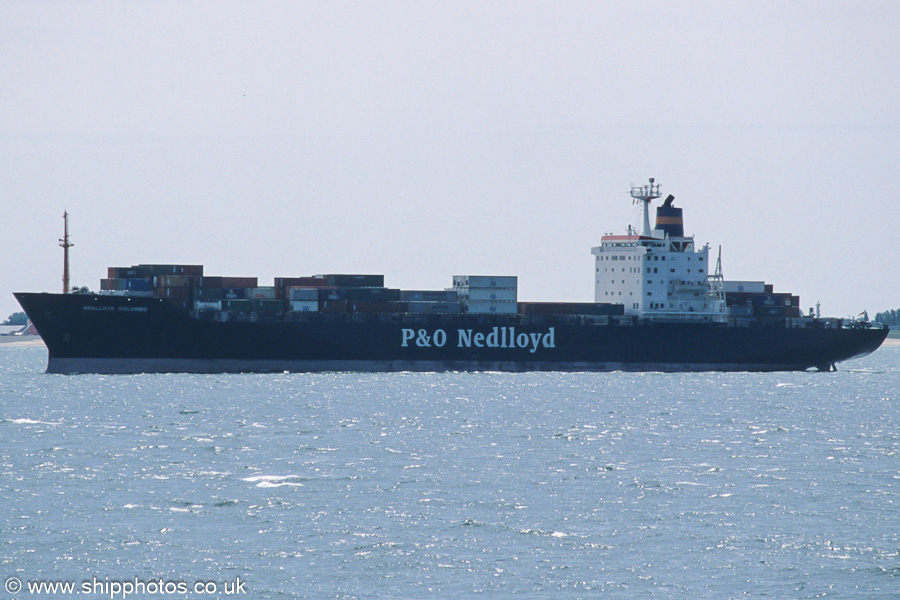 Photograph of the vessel  Nedlloyd Colombo pictured on the Westerschelde passing Vlissingen on 21st June 2002