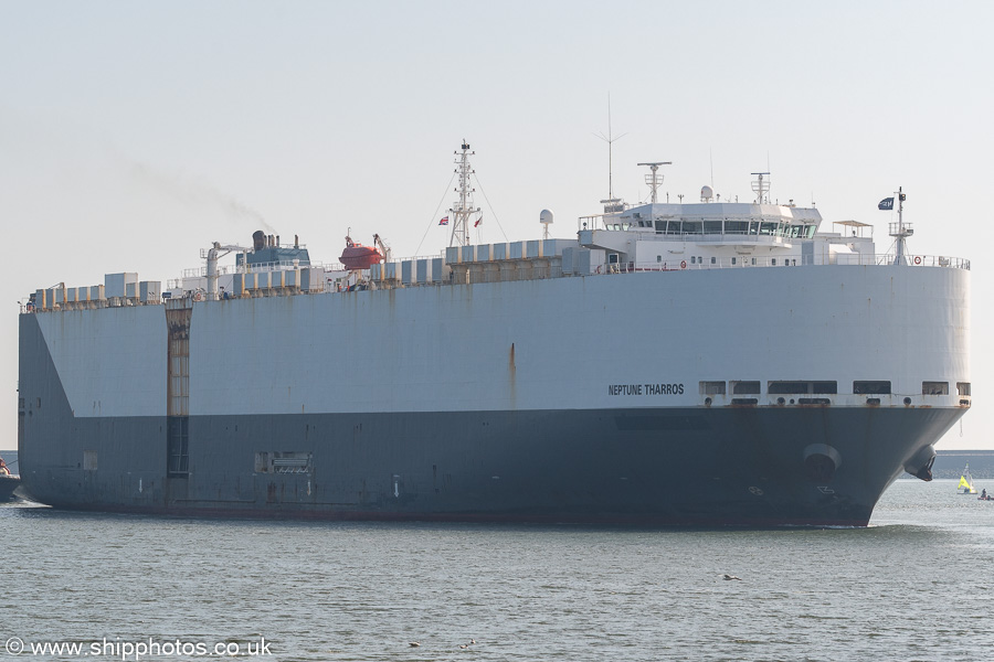 Photograph of the vessel  Neptune Tharros pictured passing North Shields on 12th April 2025