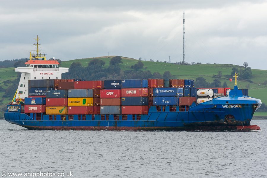 Photograph of the vessel  Neuburg pictured approaching Greenock Ocean Terminal on 5th October 2019