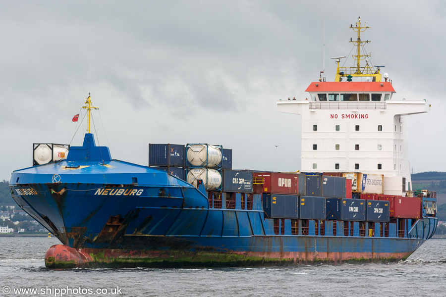 Photograph of the vessel  Neuburg pictured departing Greenock Ocean Terminal on 6th October 2019