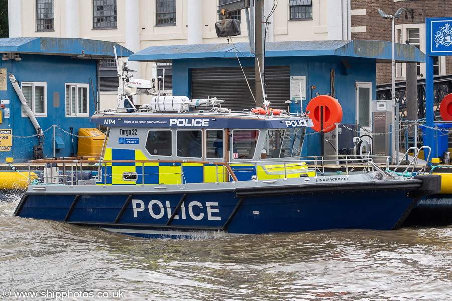 Photograph of the vessel  Nina Mackay III pictured at Wapping on 20th July 2025