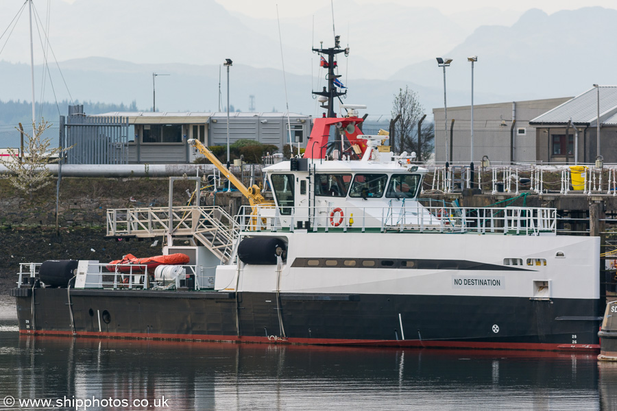 Photograph of the vessel  No Destination pictured at the Great Harbour, Greenock on 19th April 2019