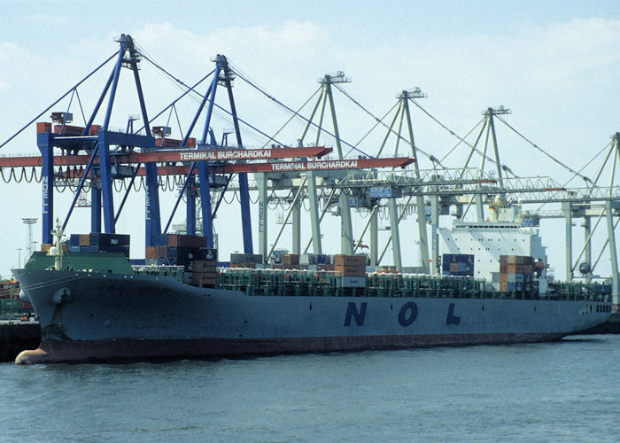 Photograph of the vessel  NOL Sheratan pictured at Hamburg on 5th June 1997