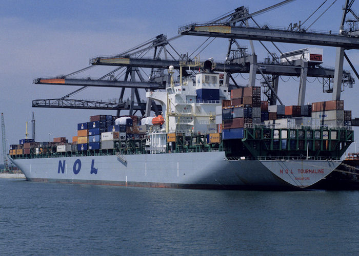 Photograph of the vessel  NOL Tourmaline pictured in Southampton on 21st July 1996