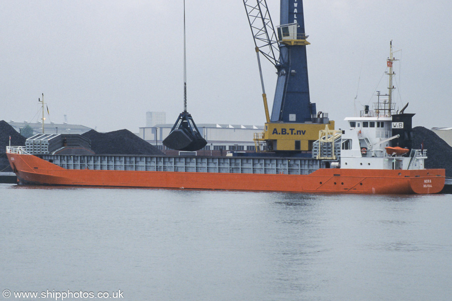 Photograph of the vessel  Nora pictured in Leopolddok, Antwerp on 20th June 2002