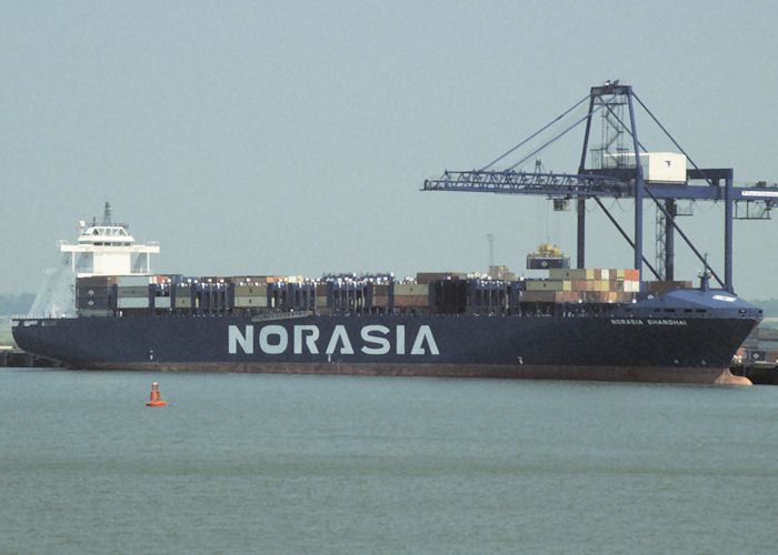 Photograph of the vessel  Norasia Shanghai pictured at Felixstowe on 10th June 1997