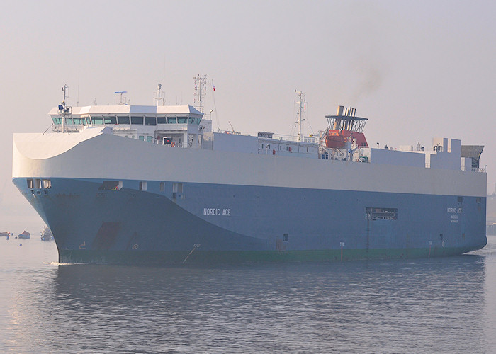 Photograph of the vessel  Nordic Ace pictured passing North Shields on 25th March 2012