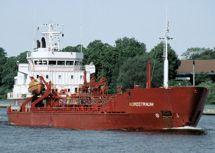 Photograph of the vessel  Nordstraum pictured passing through Rendsburg on 8th June 1997