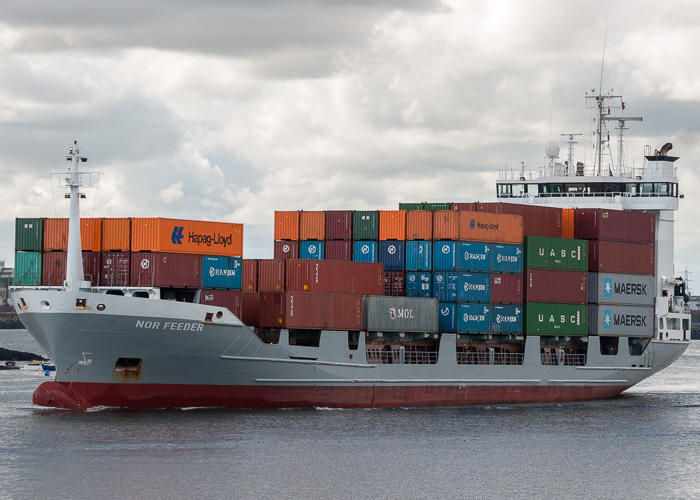 Photograph of the vessel  Nor Feeder pictured passing North Shields on 23rd August 2014