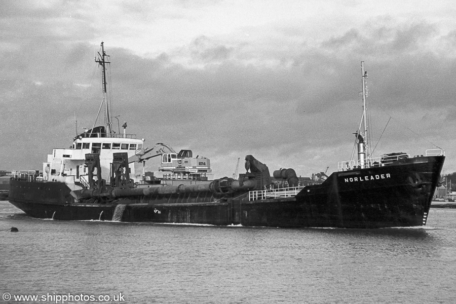 Photograph of the vessel  Norleader pictured departing Southampton on 21st January 1989